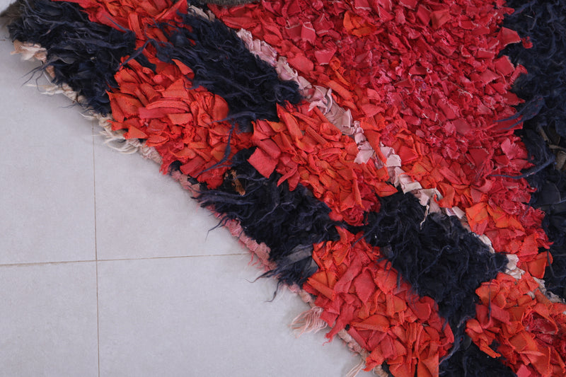 Handmade Moroccan Rug – Red & Navy Geometric 2.2 x 6.5 ft - Runner moroccan rugs