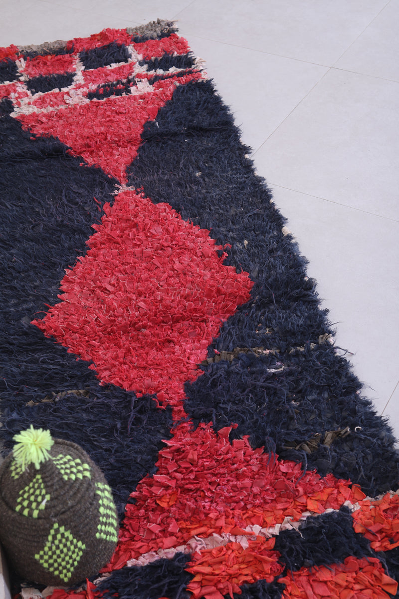 Handmade Moroccan Rug – Red & Navy Geometric 2.2 x 6.5 ft - Runner moroccan rugs