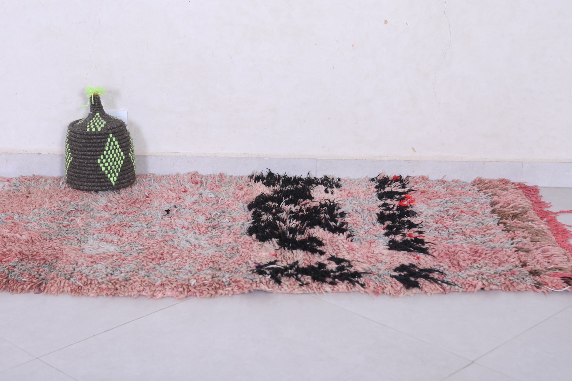 Vintage handmade moroccan berber runner rug 2.4 FT X 4.7 FT