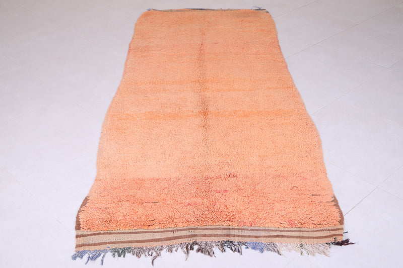 Handmade Moroccan Rug 3.7 x 9.5 ft | Minimalist Orange Area Rug - moroccan rug