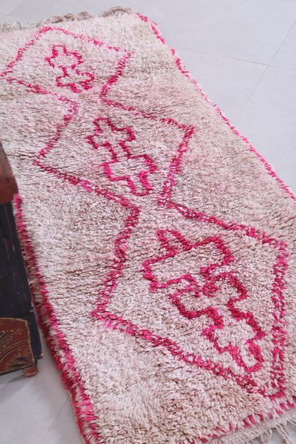 Pink Vintage Moroccan Runner Rug 2.5 X 6.5 Feet
