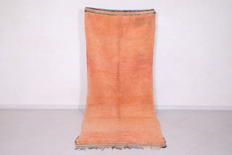 Handmade Moroccan Rug 3.7 x 9.5 ft | Minimalist Orange Area Rug - moroccan rug