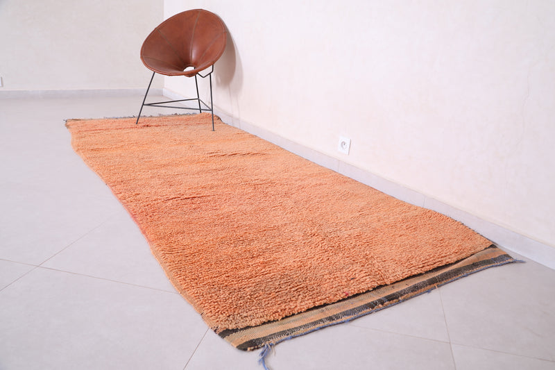 Handmade Moroccan Rug 3.7 x 9.5 ft | Minimalist Orange Area Rug - moroccan rug