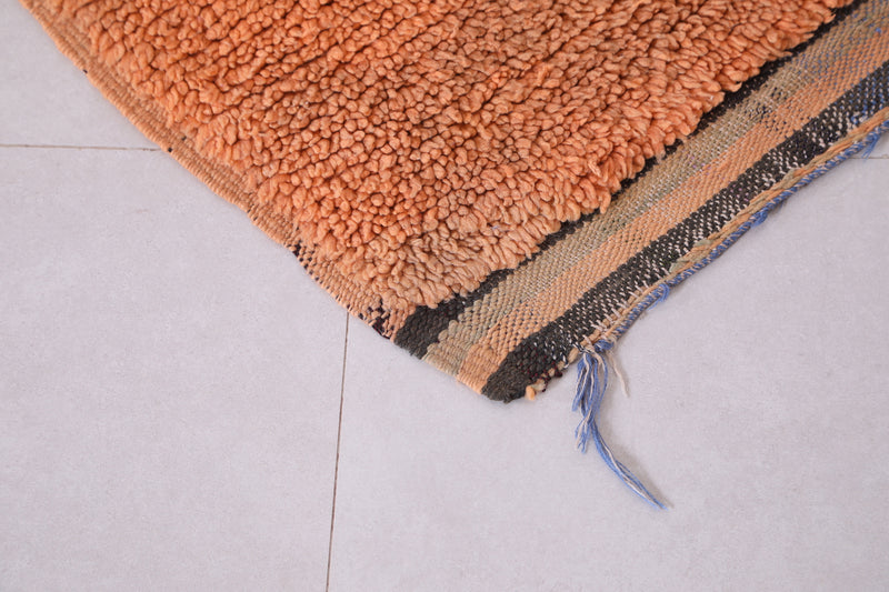 Handmade Moroccan Rug 3.7 x 9.5 ft | Minimalist Orange Area Rug - moroccan rug