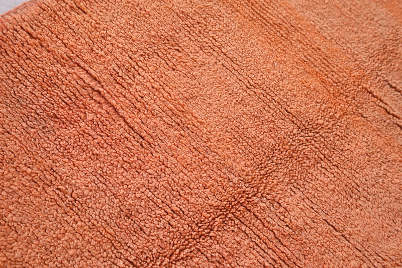 Handmade Moroccan Rug 3.7 x 9.5 ft | Minimalist Orange Area Rug - moroccan rug