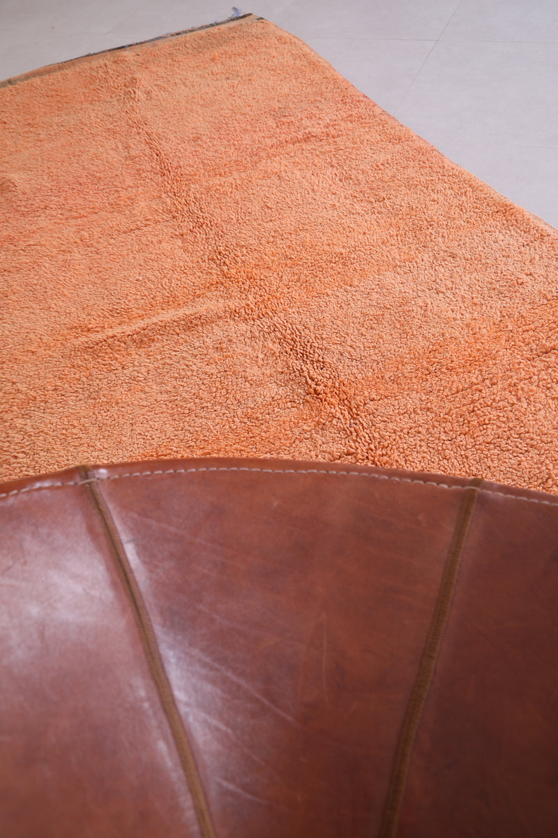 Handmade Moroccan Rug 3.7 x 9.5 ft | Minimalist Orange Area Rug - moroccan rug