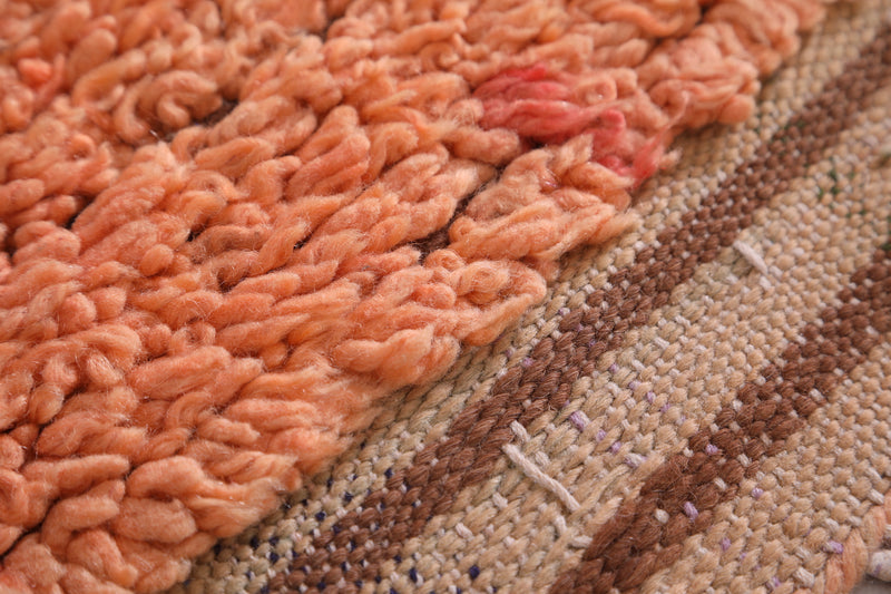 Handmade Moroccan Rug 3.7 x 9.5 ft | Minimalist Orange Area Rug - moroccan rug