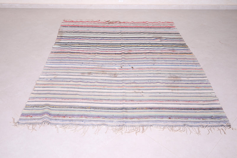 Handwoven Berber Rug - 5.8 FT X 7.1 FT | Moroccan Striped Rug - Handwoven Kilim