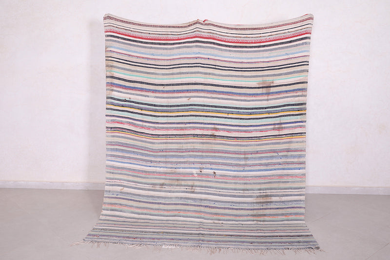 Handwoven Berber Rug - 5.8 FT X 7.1 FT | Moroccan Striped Rug - Handwoven Kilim