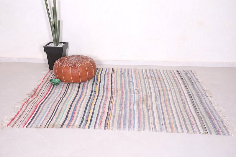 Handwoven Berber Rug - 5.8 FT X 7.1 FT | Moroccan Striped Rug - Handwoven Kilim