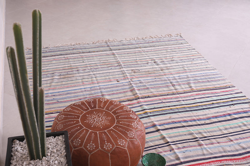 Handwoven Berber Rug - 5.8 FT X 7.1 FT | Moroccan Striped Rug - Handwoven Kilim
