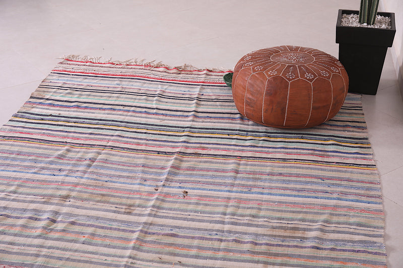 Handwoven Berber Rug - 5.8 FT X 7.1 FT | Moroccan Striped Rug - Handwoven Kilim