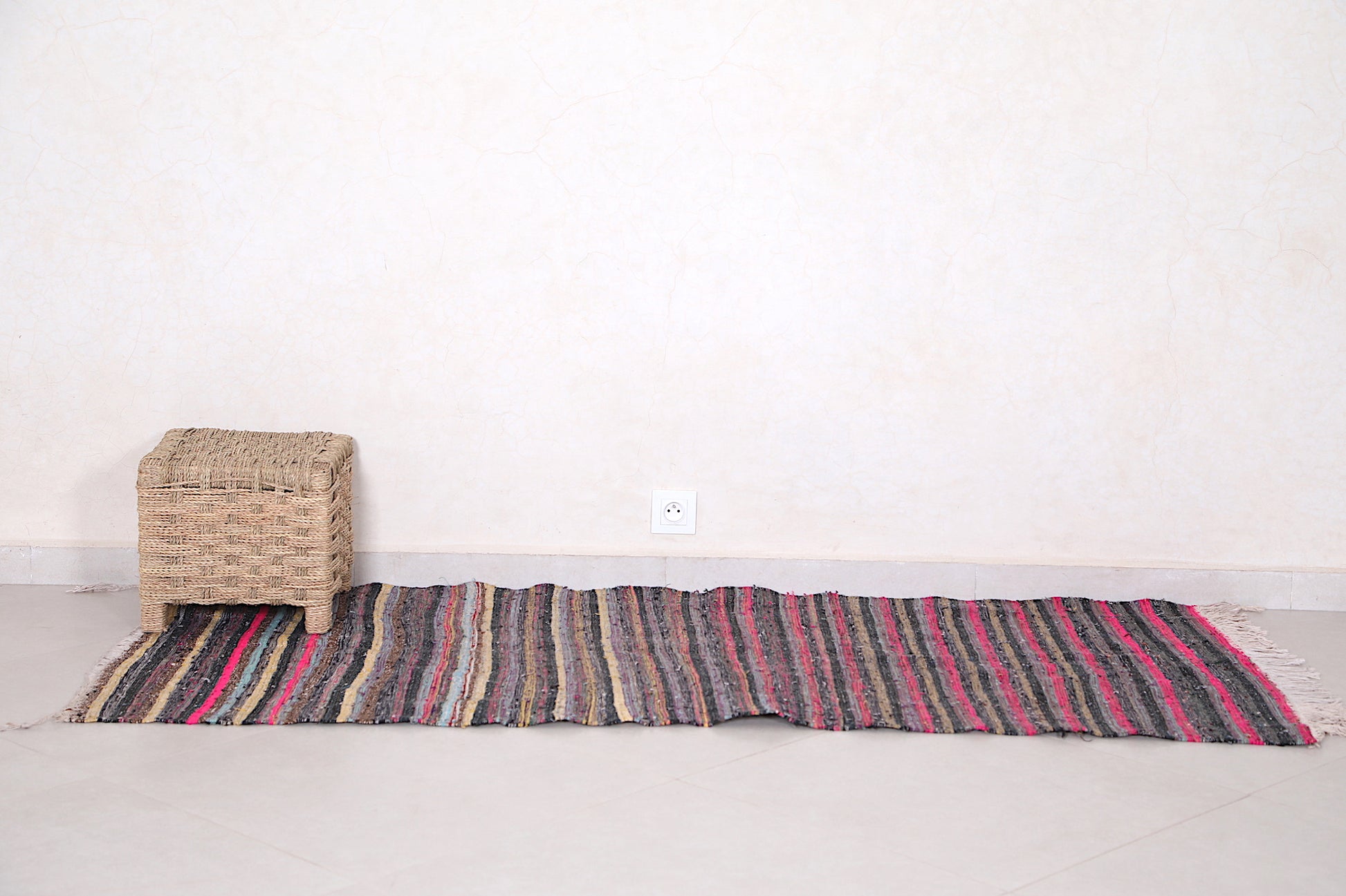 Colorful Moroccan Striped Rug 2.7 X 6.5 Feet