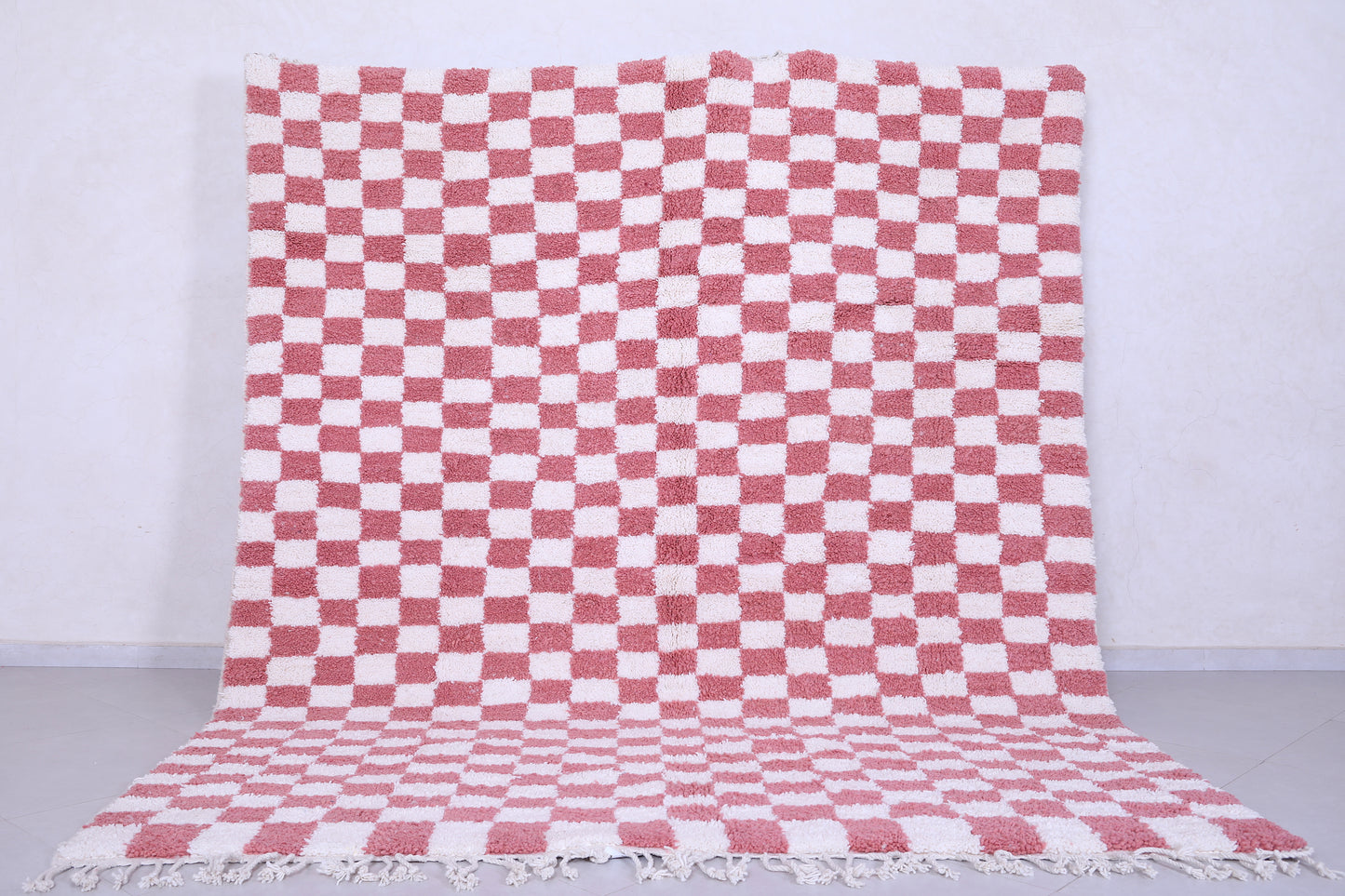 Checkered Pink rug - Handmade Pink and white rug - Moroccan Rug