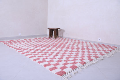 Checkered Pink rug - Handmade Pink and white rug - Moroccan Rug