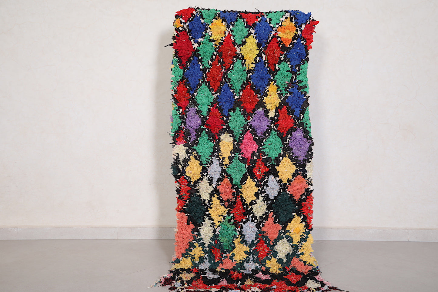Runner Moroccan Boucherouite rug 2.4 X 5.3 Feet