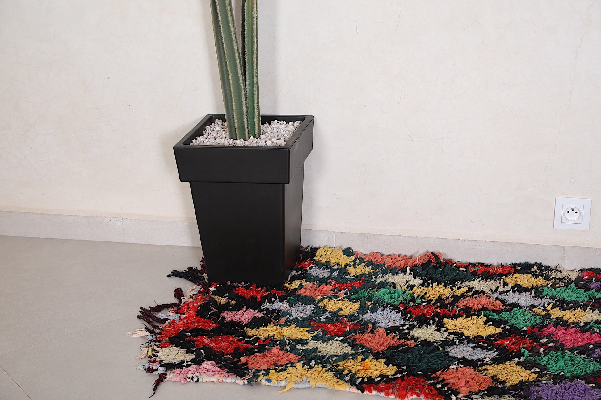 Runner Moroccan Boucherouite rug 2.4 X 5.3 Feet