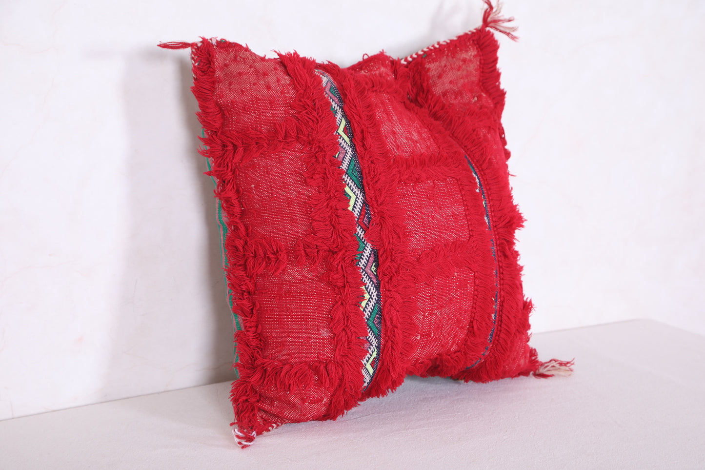 Sqaure Moroccan red pillow 16.5 INCHES X 16.5 INCHES