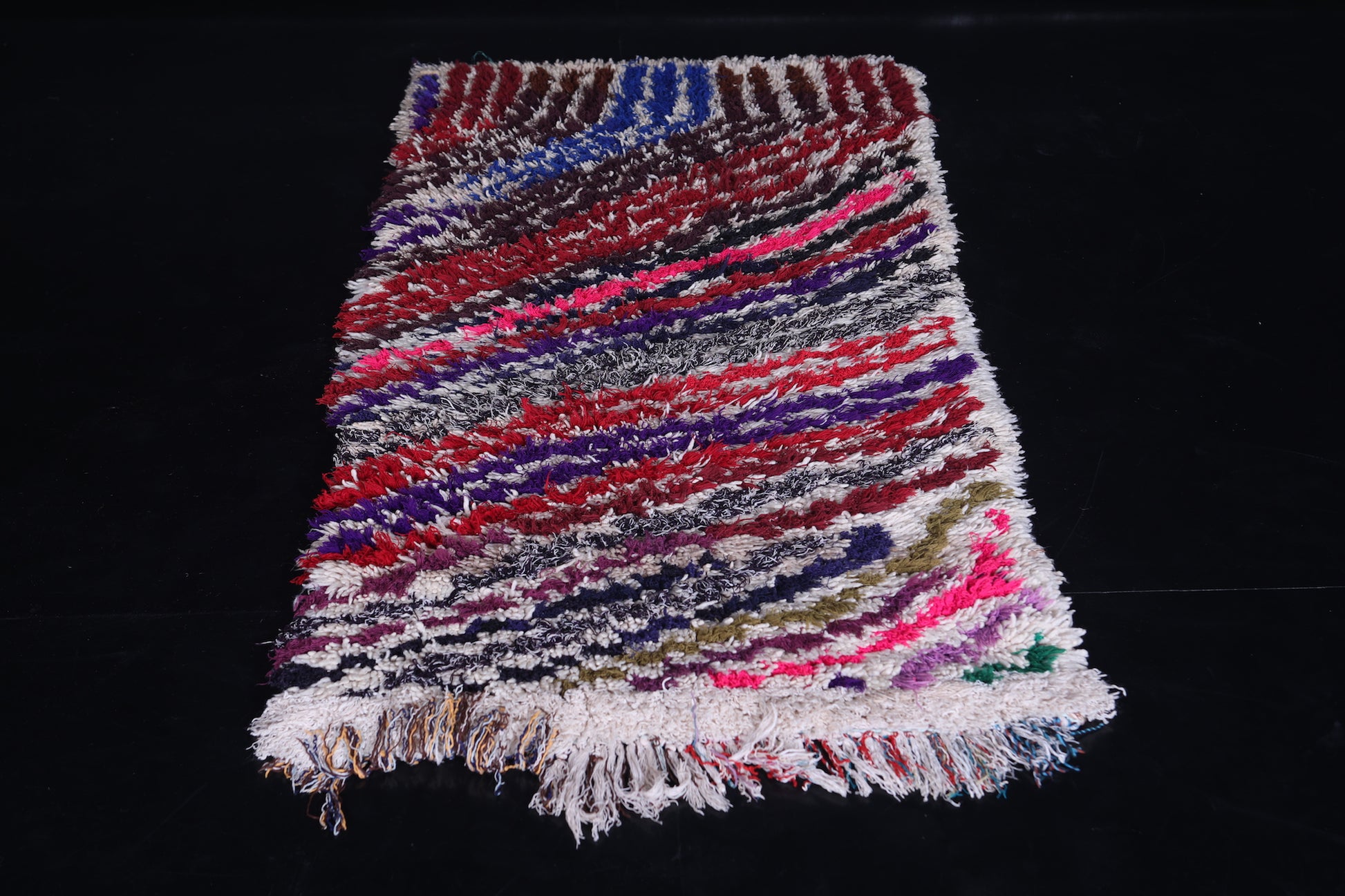 Colorful Berber Boucherouite rug 2.6 X 5.5 Feet