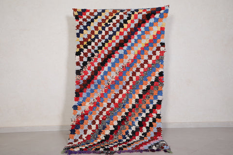 Colorful Moroccan Boucherouite rug 3.6 x 6.7 Feet