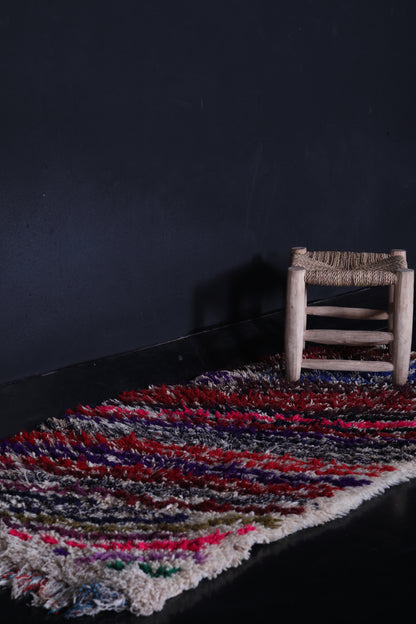 Colorful Berber Boucherouite rug 2.6 X 5.5 Feet