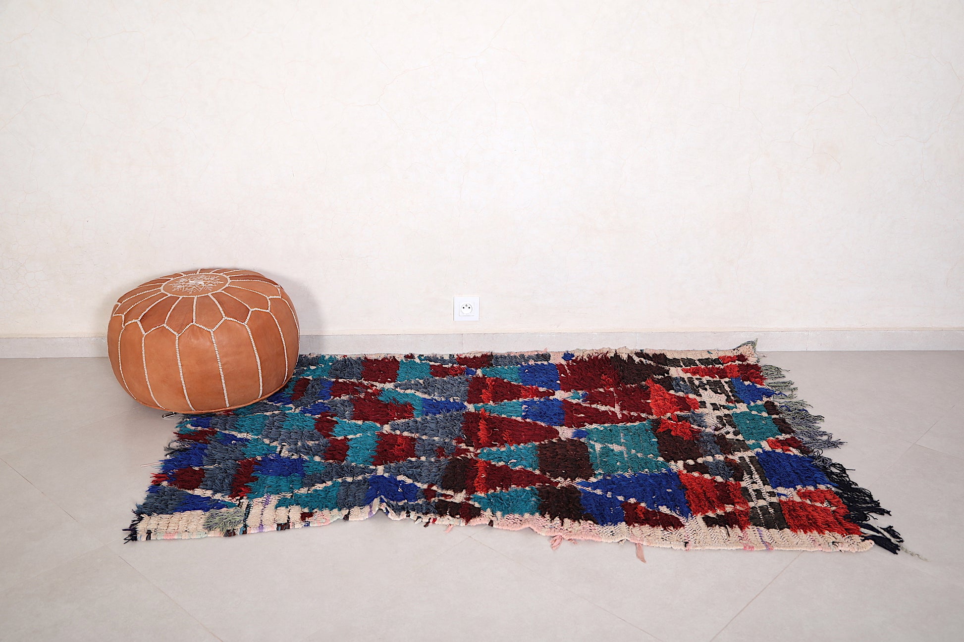 Moroccan Boucherouite rug 3.2 X 5.5 Feet