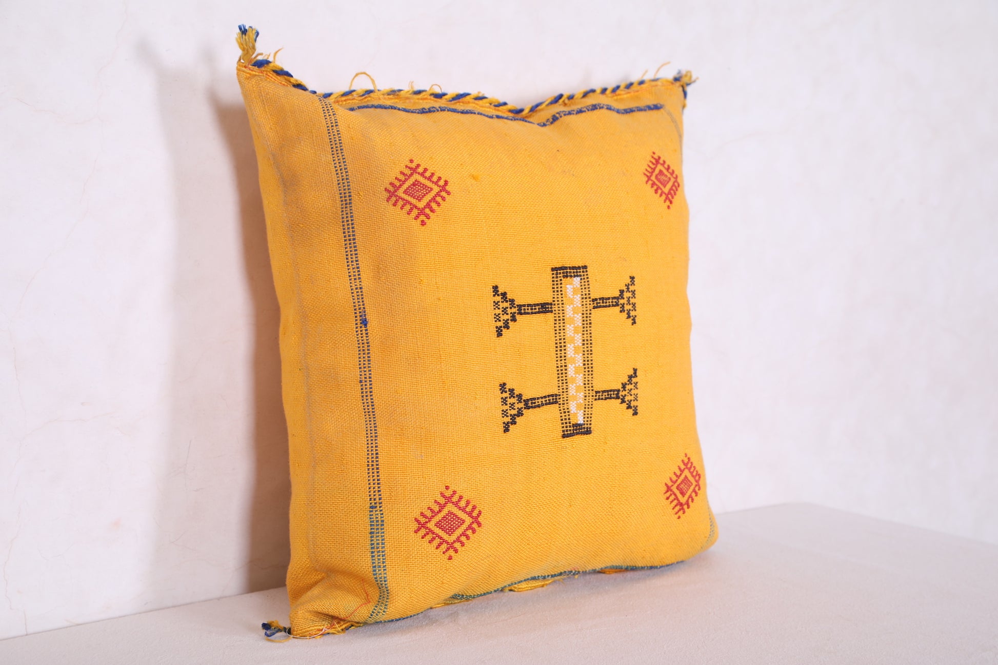 Yellow Moroccan pillow 18.1 INCHES X 18.1 INCHES