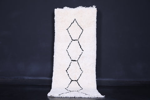 Moroccan handmade beni ourain runner rug 3.1 X 8 Feet