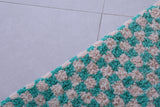 Shaggy moroccan green checkered rug 4.8 X 6.6 Feet