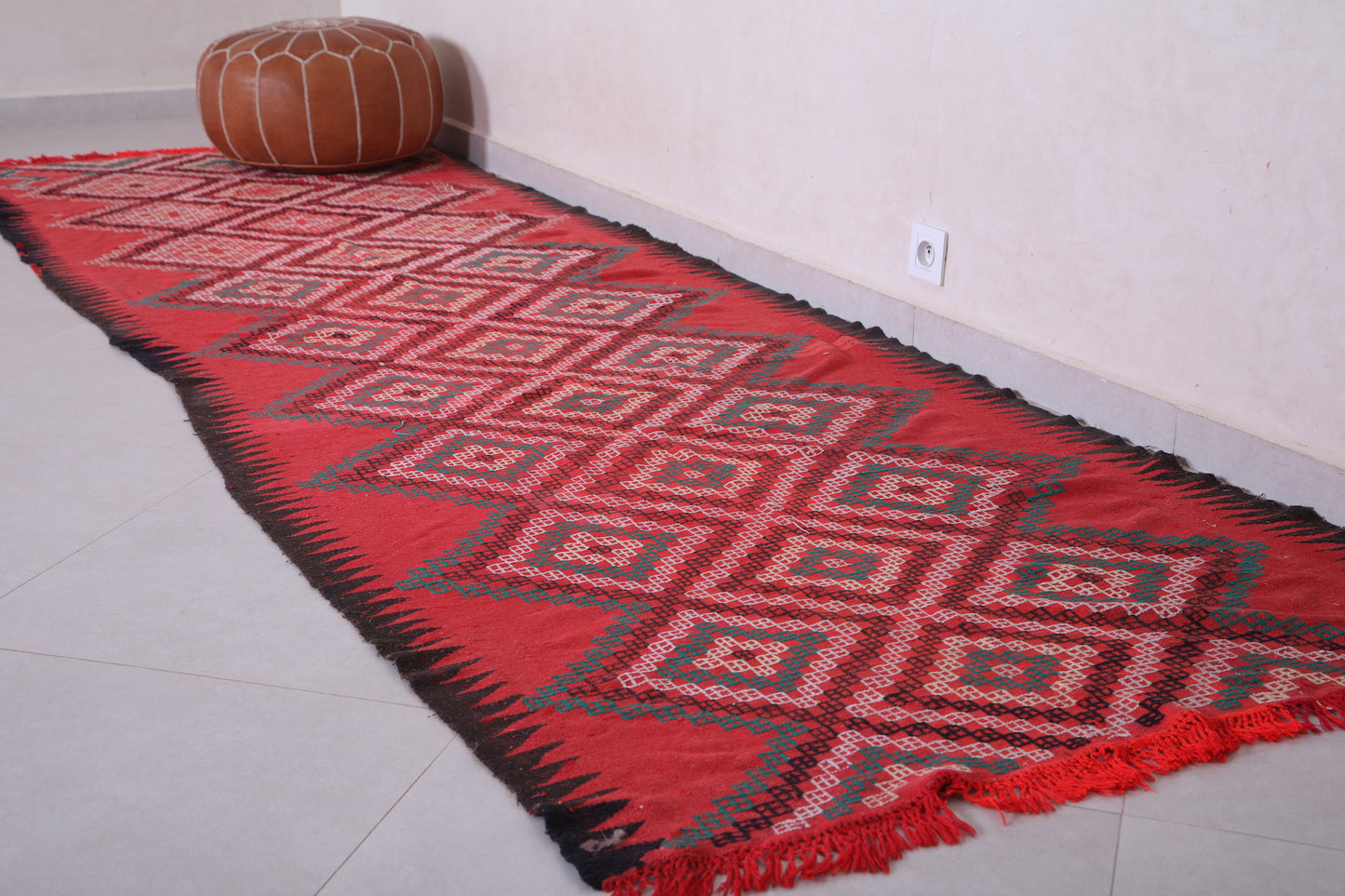Vintage moroccan handwoven kilim 3.6 FT X 11.5 FT