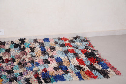 Vintage Runner Boucherouite rug 4 FT X 7.4 FT