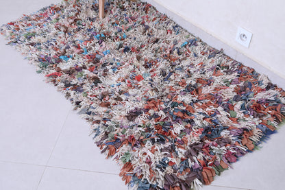 Colorful Shaggy Moroccan Boucherouite Rug 2.7 X 5.3 FT