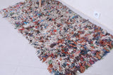 Colorful Shaggy Moroccan Boucherouite Rug 2.7 X 5.3 FT