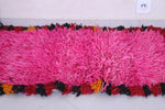 Vintage Moroccan Shaggy Rug Pink 2.1 X 4.4 Feet