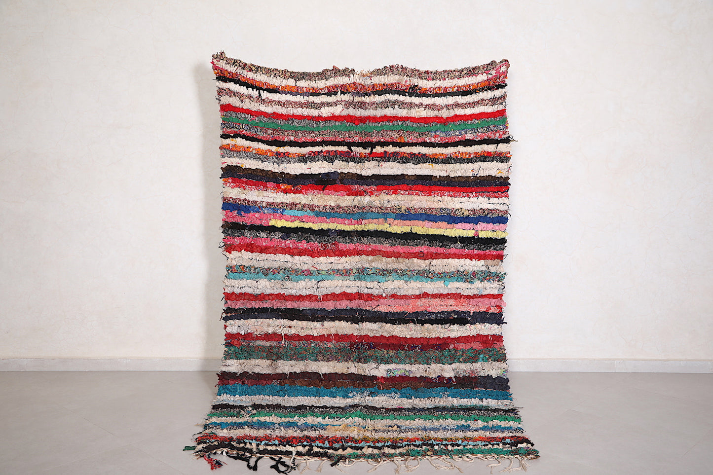 Moroccan Boucherouite rug 4.9 x 8.1 Feet