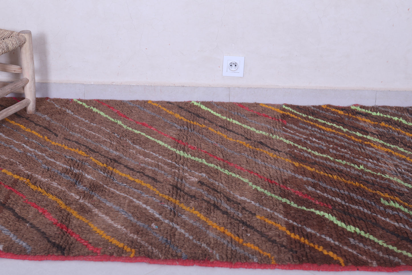 Brown moroccan rug 4.1 X 7.1 Feet