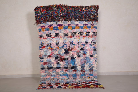 Colorful Moroccan Boucherouite rug 4 X 6.6 Feet