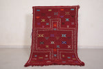 Handwoven berber red rug 3.3 FT X 4.9 FT