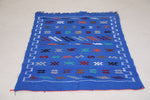 Moroccan berber blue handwoven kilim rug 3.1 FT X 4.7 FT
