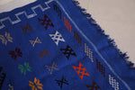 Moroccan berber blue handwoven kilim rug 3.1 FT X 4.7 FT