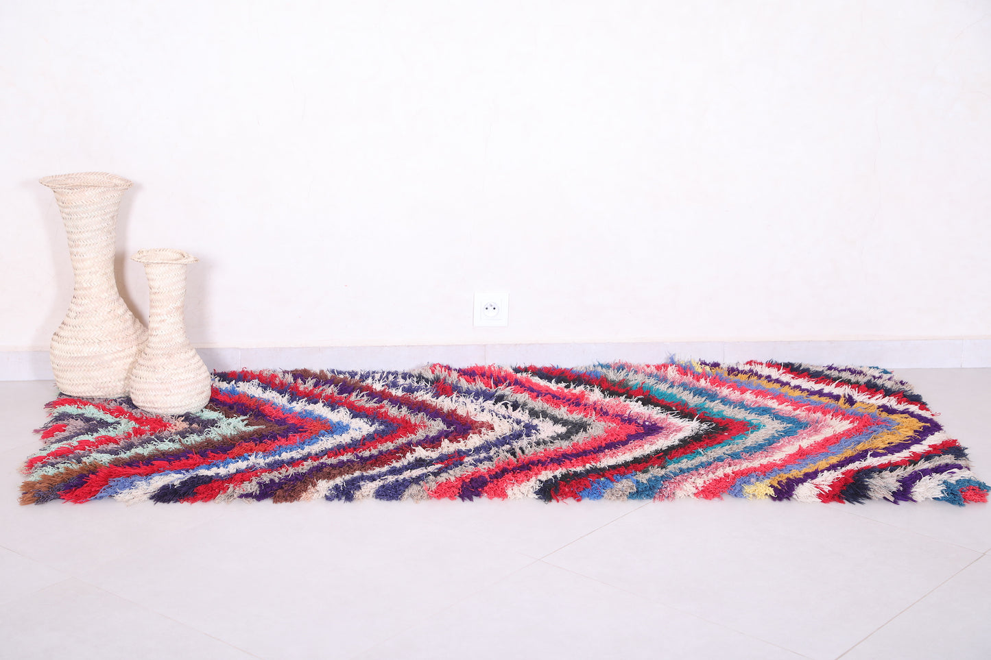 Beautiful colorful Moroccan rug runner 2.3 X 6.3 Feet