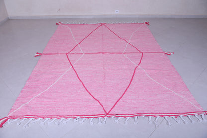 Pink moroccan handwoven kilim rug 7 FT X 9.3 FT