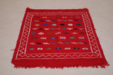 Red Handwoven Moroccan rug kilim 3.1 FT X 4.6 FT