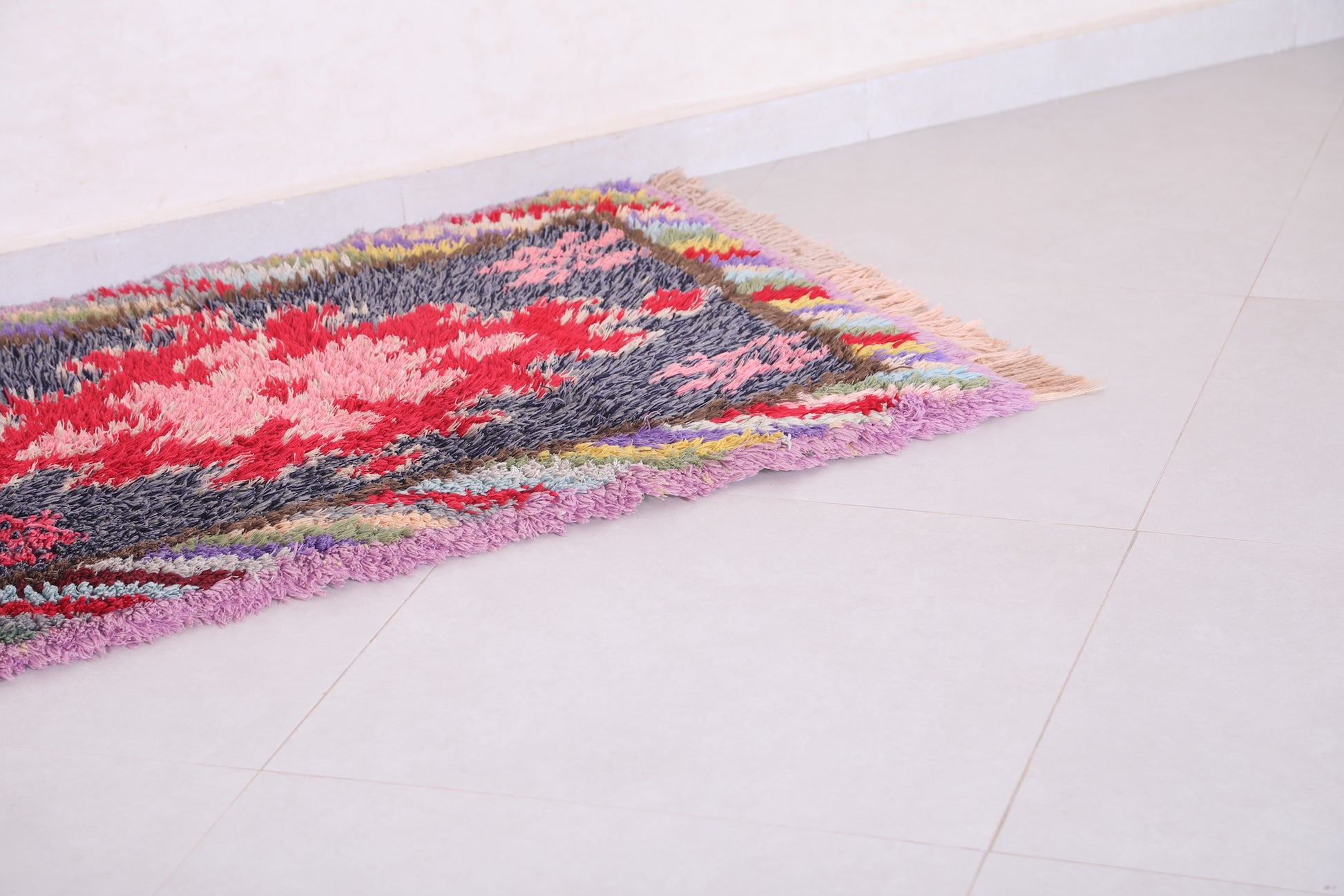 Vintage handmade moroccan colorful runner rug 2.5 FT X 6.3 FT