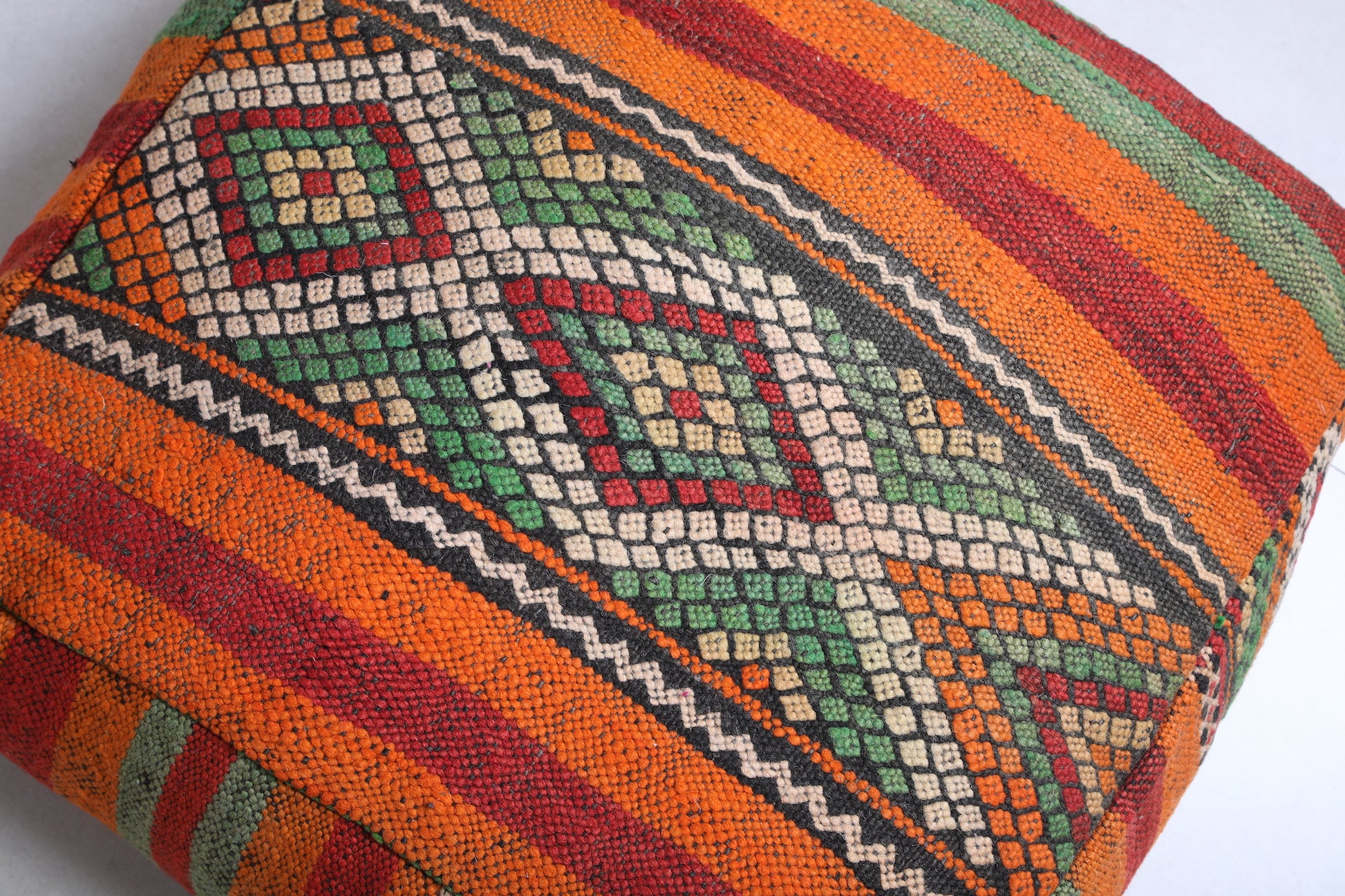Moroccan rug pouf berber ottoman Kilim seat