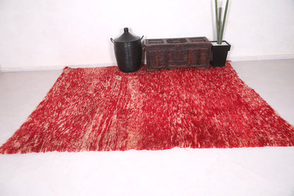 Red Moroccan Rug 7.3 ft x 9.4 ft