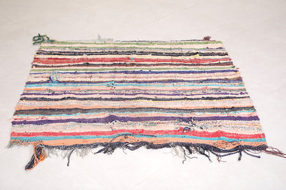 Vintage Moroccan Boucherouite rug 4.1 ft x 3.8 ft