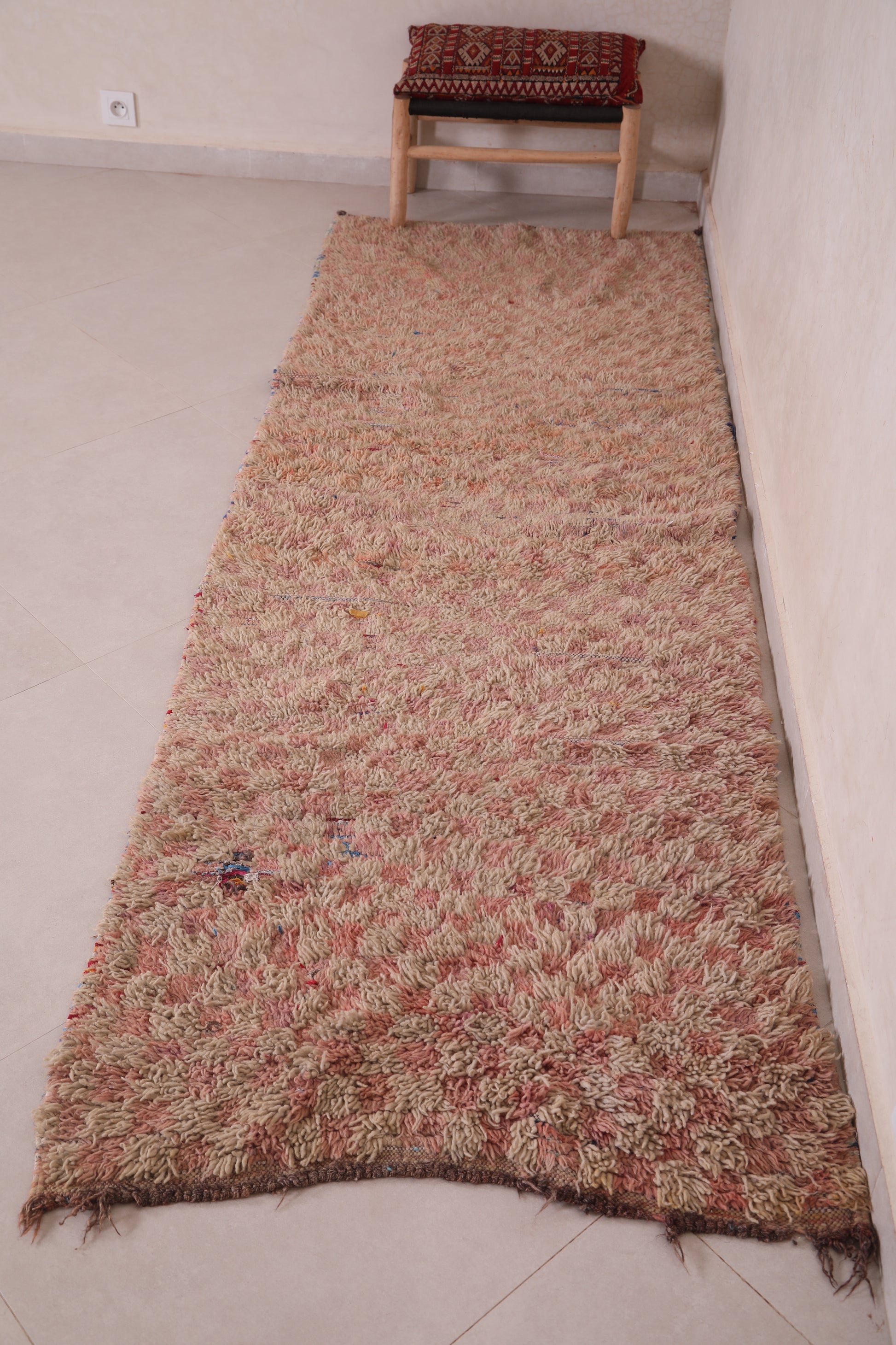 Long shaggy Moroccan rug 3 X 8.8 Feet