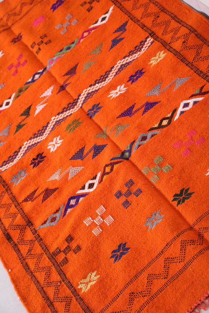 Orange Moroccan rug 3.2 FT X 5.1 Feet