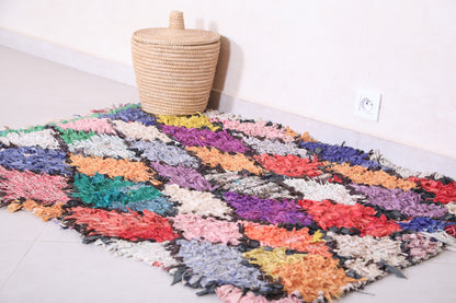 moroccan berber boucherouite rug 3.2 X 4.4 Feet